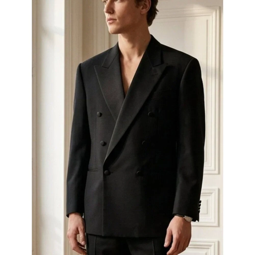 Principe Men's Black Double-Breasted Tux Blazer Size 49R